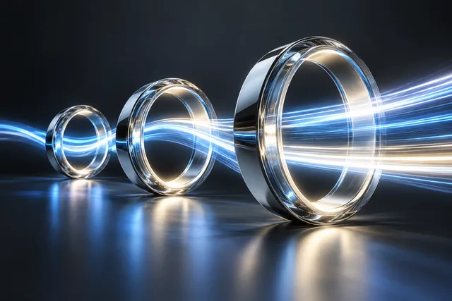 Luminous rings and a light path illustrating website responsiveness