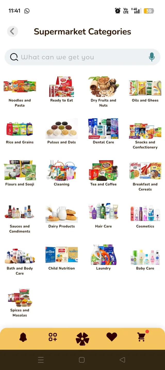 Meet Your Needs — supermarket product categories