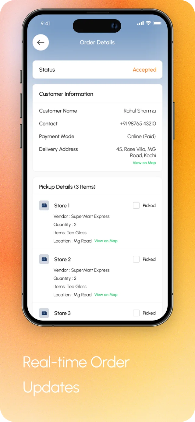 Roadrunner – QuickShip — accepted order and pickup details